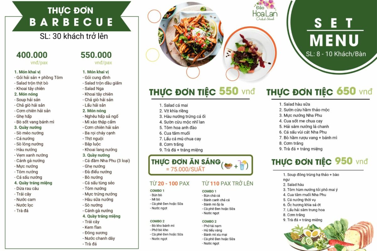 menu nhà hàng đảo hoa lan nha trang