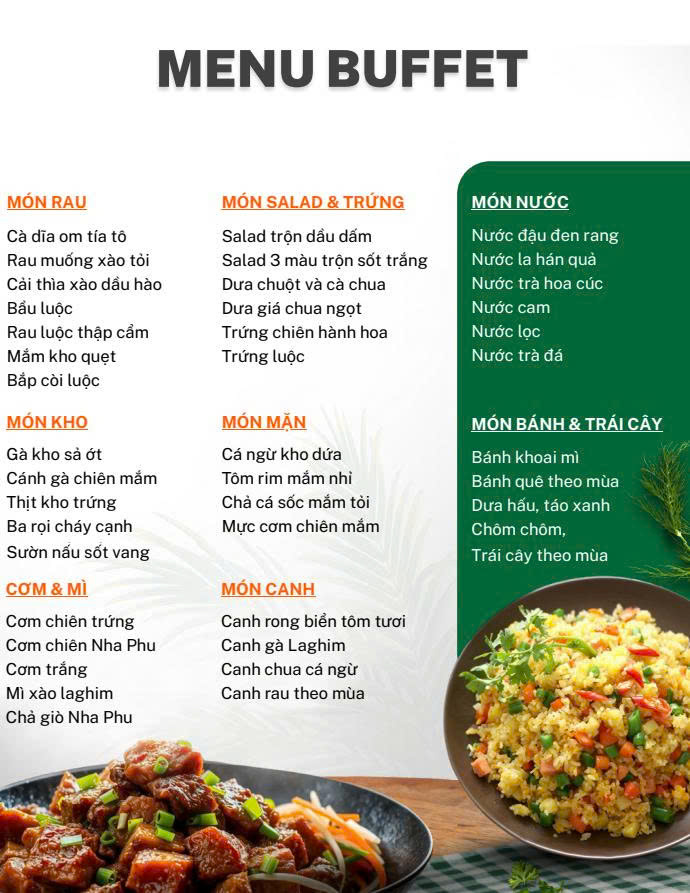 menu ăn trưa đảo khỉ suối hoa lan nha trang